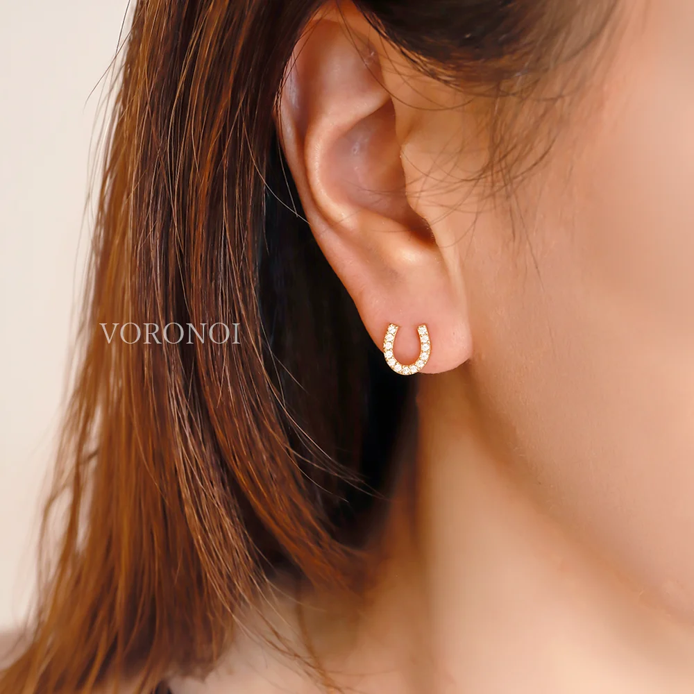 馬蹄形ピアス、k18wg 馬蹄ピアス K18・Pt950 ダイヤモンド計0.16ct｜VORONOI